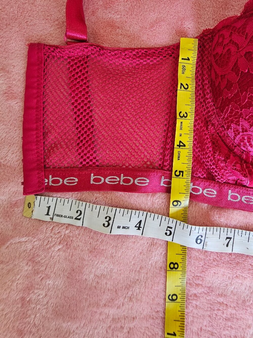 34DD bebe Fuchsia Lace Longline Bra - Picture 9 of 16